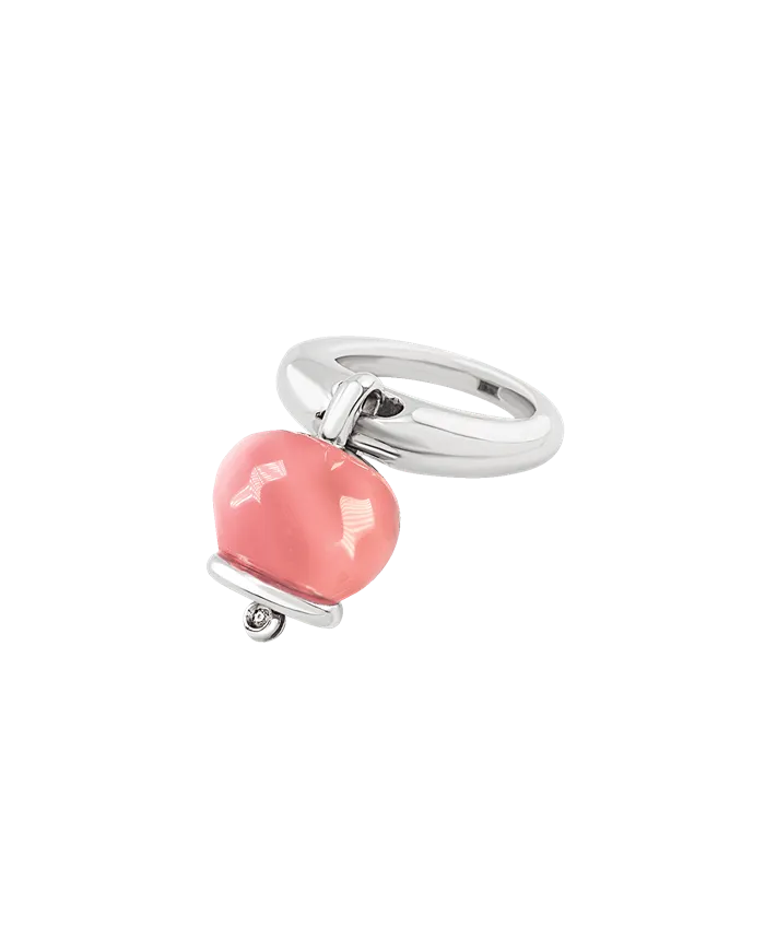 Chantecler Et Voilà Campanelle Medium Ring in Silver and Pink Resin with Diamond