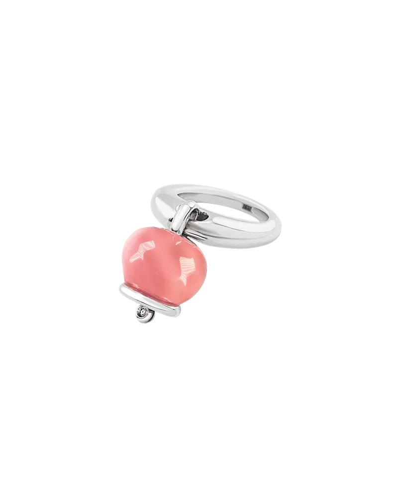 Anello Medio Chantecler Et Voilà Campanelle in Argento e Resina Rosa con Diamante