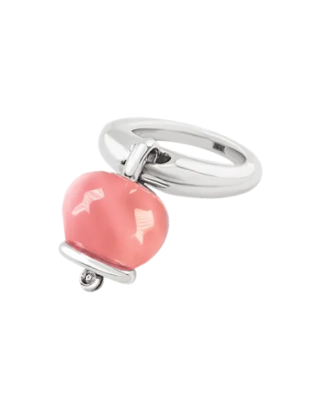 Chantecler Et Voilà Campanelle Medium Ring in Silver and Pink Resin with Diamond