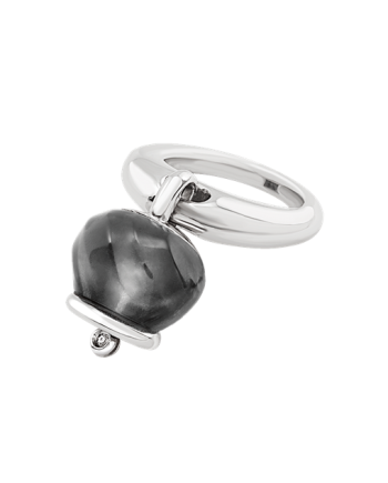 Chantecler Et Voilà Campanelle Medium Ring in Silver and Black Resin with Diamond