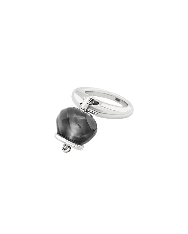 Chantecler Et Voilà Campanelle Medium Ring in Silver and Black Resin with Diamond