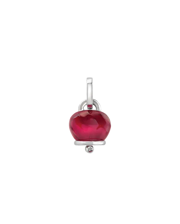 Medium Chantecler Et Voilà Campanelle Pendant in Burgundy Silver and Resin with Diamond