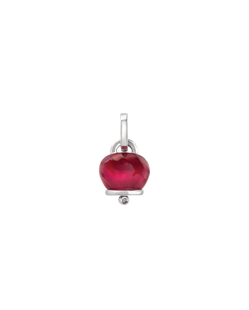 Pendentif Chantecler Et Voilà Campanelle moyen en argent bordeaux et résine avec diamant