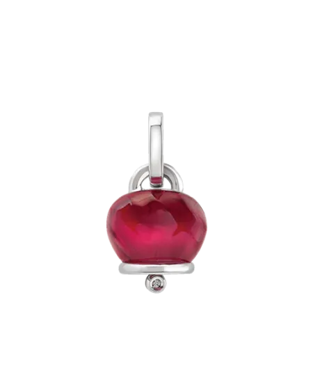 Pendentif Chantecler Et Voilà Campanelle moyen en argent bordeaux et résine avec diamant