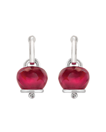 Boucles d'oreilles Chantecler Et Voilà Campanelle Medium en Argent Bordeaux et Résine avec Diamants