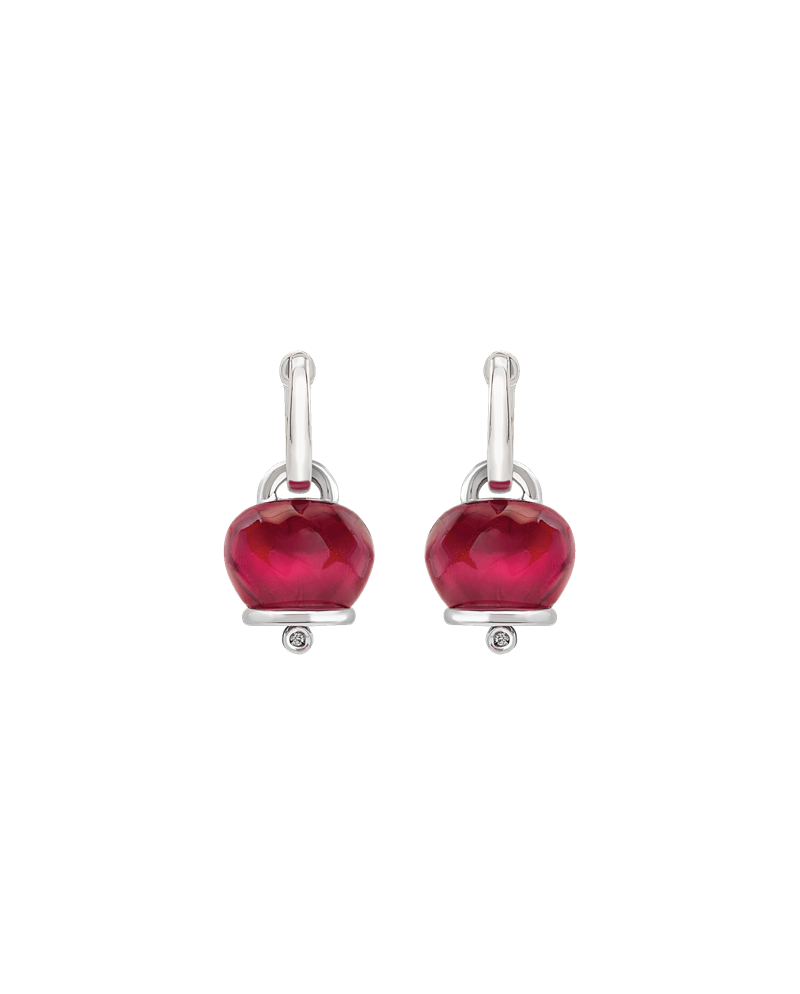 Boucles d'oreilles Chantecler Et Voilà Campanelle Medium en Argent Bordeaux et Résine avec Diamants