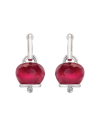Chantecler Et Voilà Bells Medium Earrings in Silver and Burgundy Resin with Diamonds
