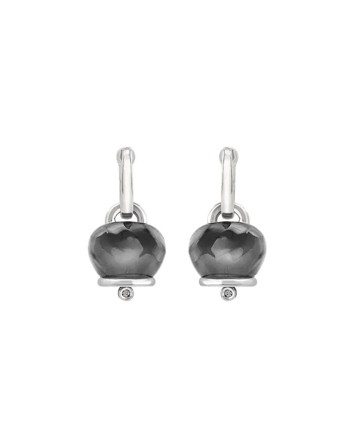 Boucles d'oreilles Chantecler Et Voilà Campanelle Medium en Argent et Résine Noire avec Diamants