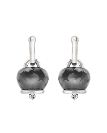 Chantecler Et Voilà Campanelle Medium Earrings in Silver and Black Resin with Diamonds