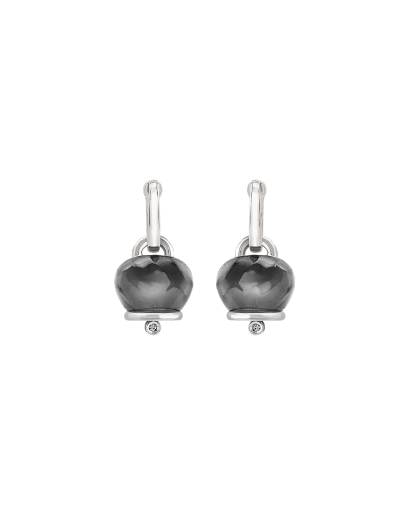 Boucles d'oreilles Chantecler Et Voilà Campanelle Medium en Argent et Résine Noire avec Diamants