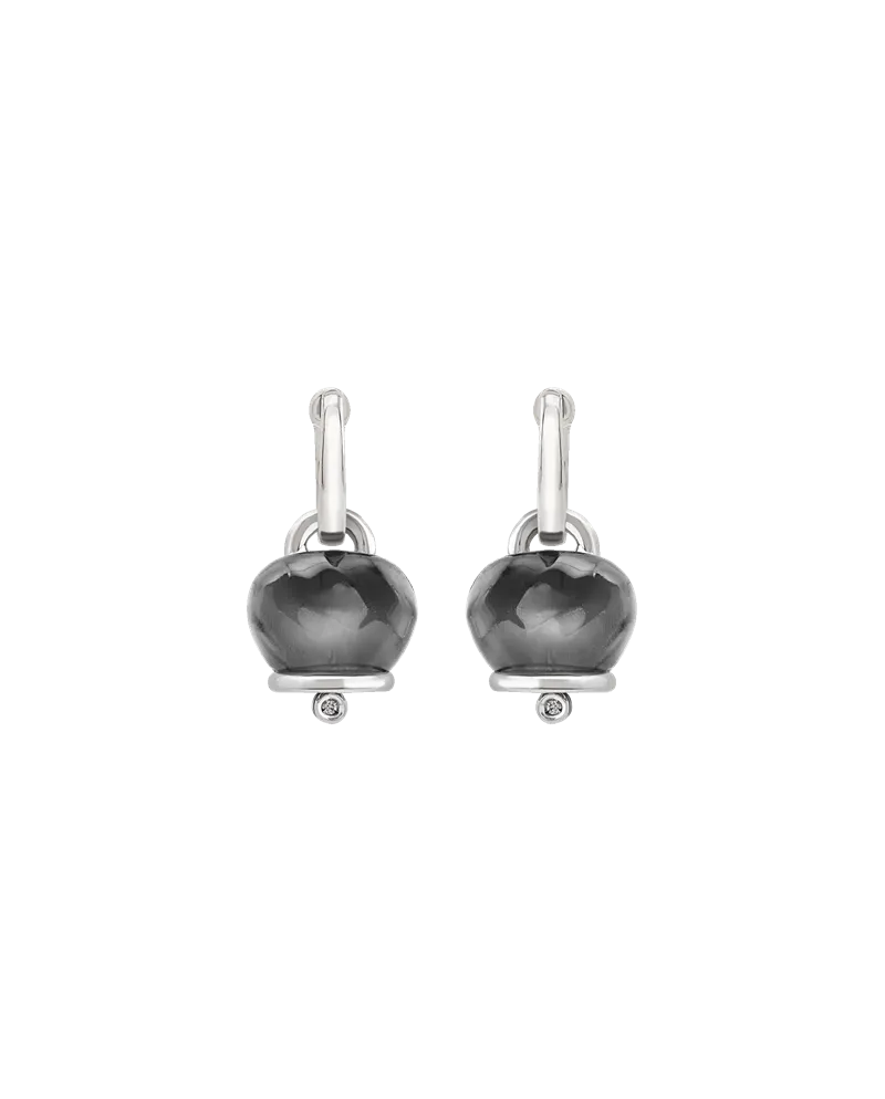 Chantecler Et Voilà Campanelle Medium Earrings in Silver and Black Resin with Diamonds