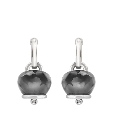 Boucles d'oreilles Chantecler Et Voilà Campanelle Medium en Argent et Résine Noire avec Diamants