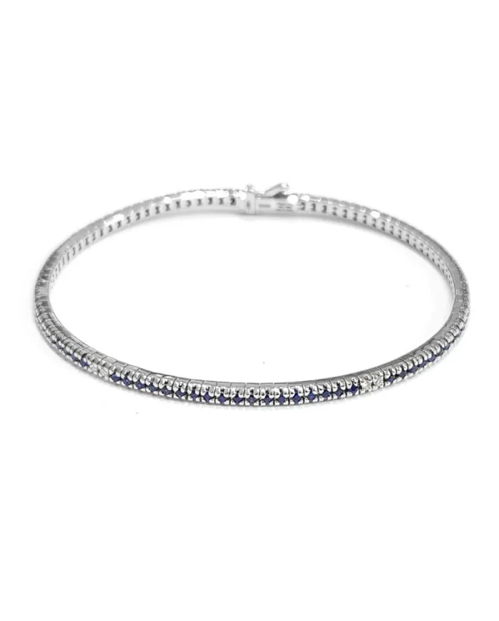 Bracelet Tennis Enveloppant Anteo en Or Blanc avec Saphirs et Diamants Blancs