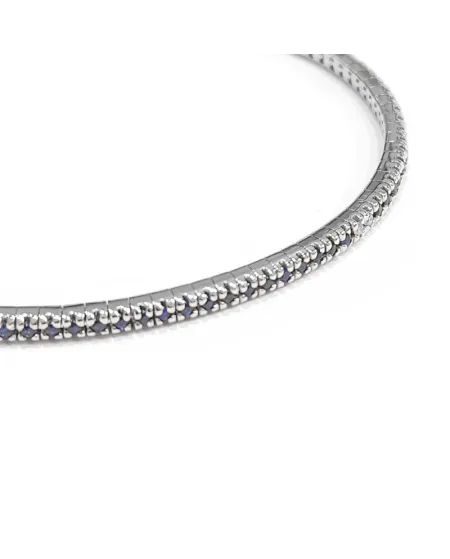 Bracciale Tennis Anteo Avvolgente in Oro Bianco con Zaffiri e Diamanti Bianchi