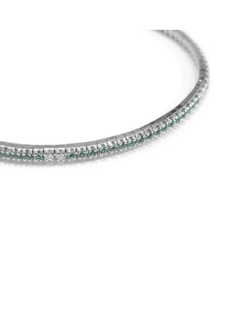 Bracelet tennis enveloppant Anteo en or blanc avec émeraudes et diamants blancs