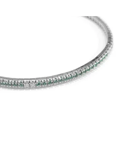Anteo Wraparound Tennis Bracelet in White Gold with Emeralds and White Diamonds
