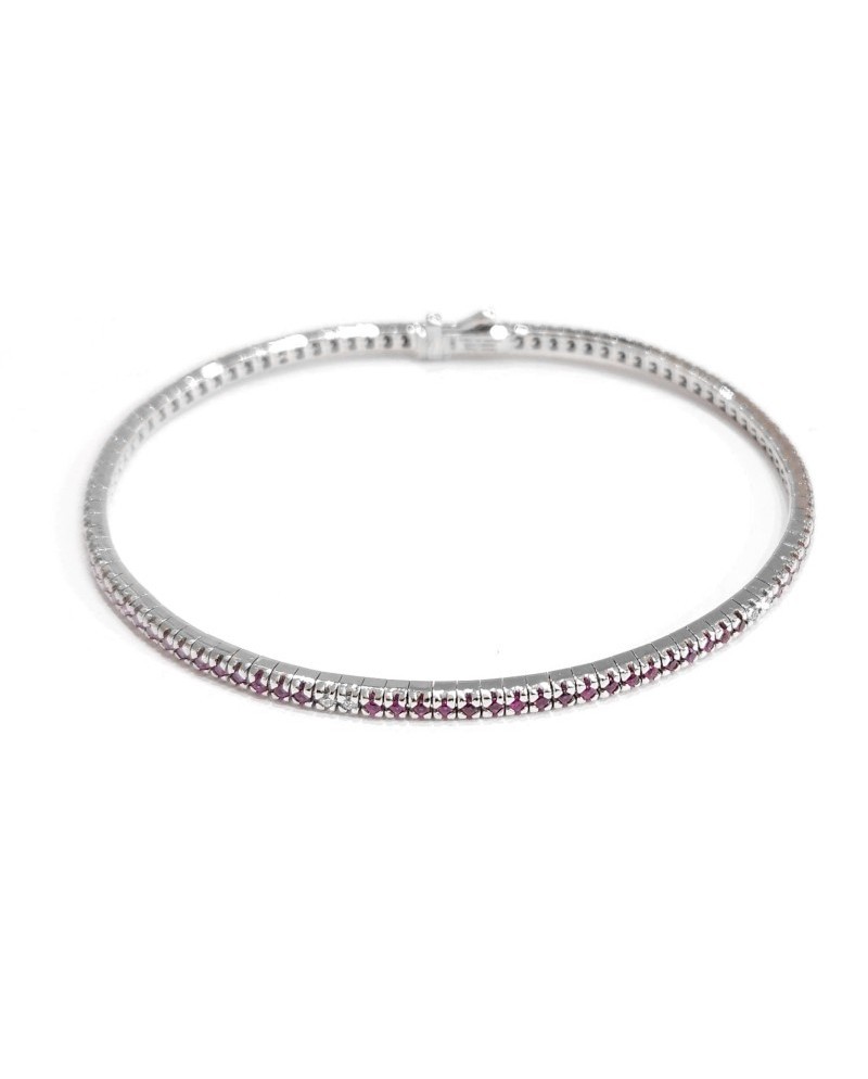 Bracelet Tennis Enveloppant Anteo en Or Blanc avec Rubis et Diamants Blancs