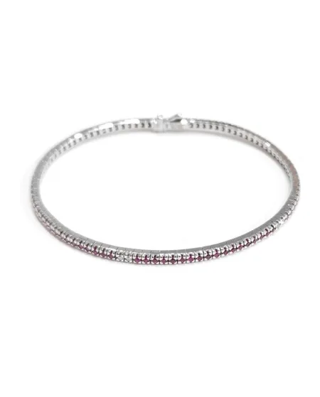 Anteo Wraparound Tennis Bracelet in White Gold with Rubies and White Diamonds