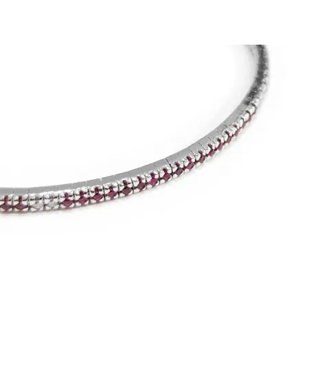 Anteo Wraparound Tennis Bracelet in White Gold with Rubies and White Diamonds