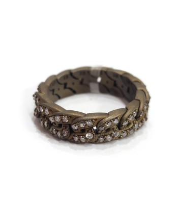 Anello Anteo Elastic in Titanio con Diamanti Brown