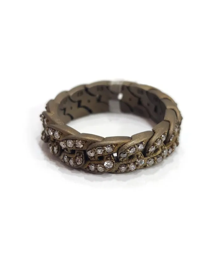 Anteo Elastic Ring in Titanium with Brown Diamonds