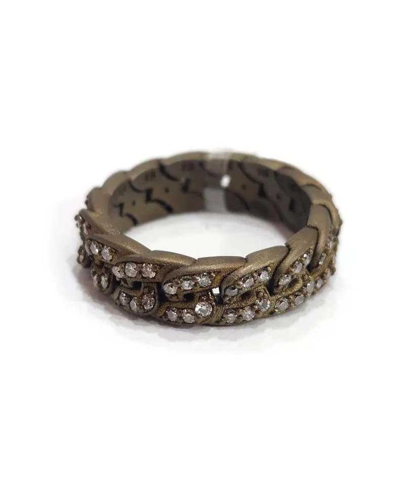 Bague Élastique Anteo en Titane avec Diamants Bruns