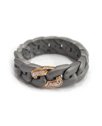 Bague Élastique Anteo en Titane et Or avec Diamants