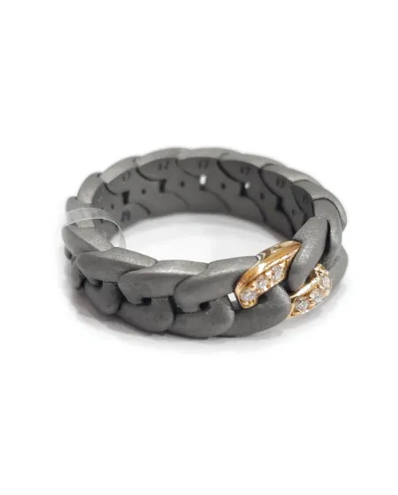 Bague Élastique Anteo en Titane et Or avec Diamants