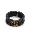 Anteo Elastic Ring in Gun Metal Titanium and Gold with Black Diamonds