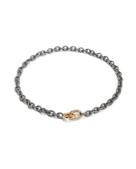 Anteo Essentia Bracelet in Titanium and Gold with Diamonds