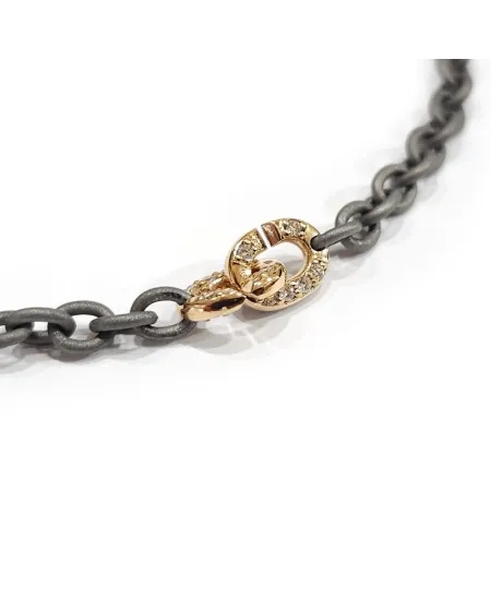 Anteo Essentia Bracelet in Titanium and Gold with Diamonds