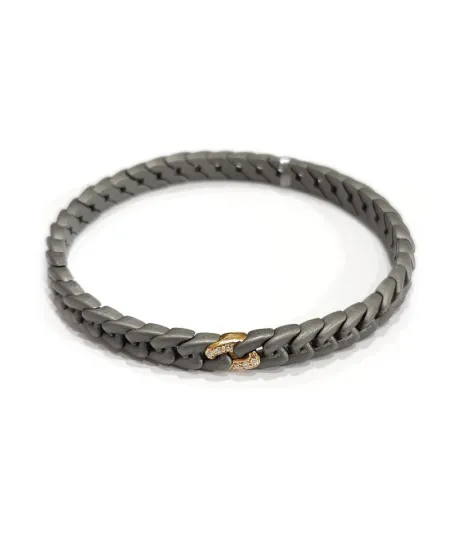 Bracciale Elastico Anteo Magnifica in Titanio e Oro con Diamanti