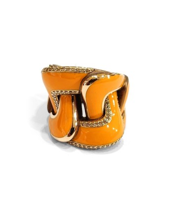 Anello Anteo Magnifica Albicocca in Titanio e Oro con Diamanti Brown