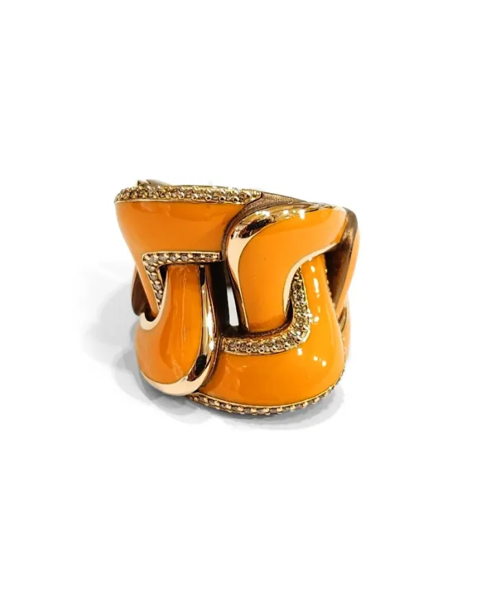 Anteo Magnifica Ring in Titanium and Gold with Brown Diamonds