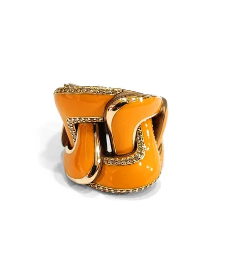 Anteo Magnifica Ring in Titanium and Gold with Brown Diamonds