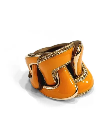 Anteo Magnifica Ring in Titanium and Gold with Brown Diamonds