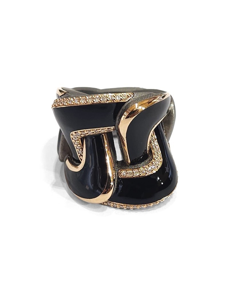 Anteo Magnifica Ring in Titanium and Gold with Diamonds