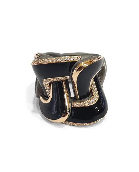 Bague Anteo Magnifica en Titane et Or avec Diamants