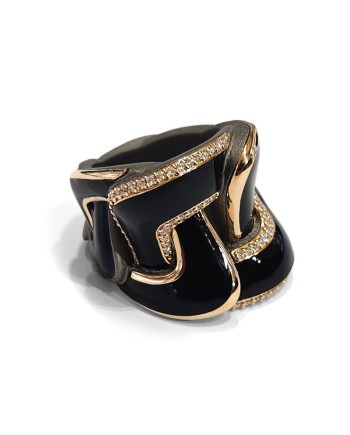 Anteo Magnifica Ring in Titanium and Gold with Diamonds