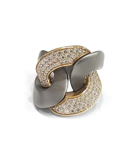 Bague Anteo Magnifica en Titane et Or avec Diamants