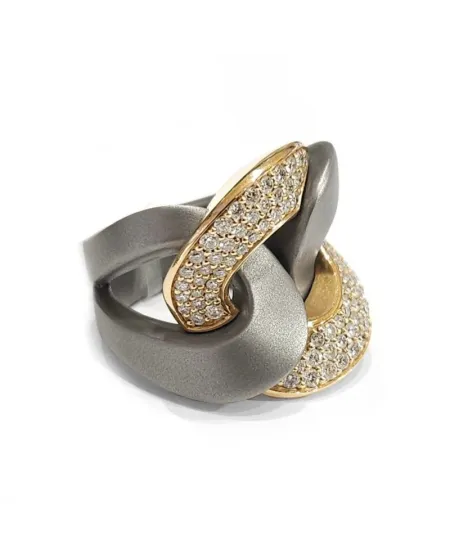 Bague Anteo Magnifica en Titane et Or avec Diamants