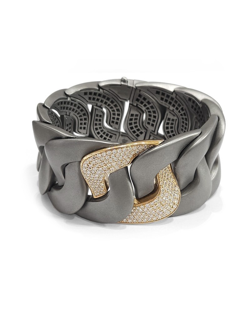 Anteo Magnifica Bracelet in Titanium and Gold with Diamonds