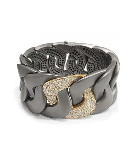 Bracciale Anteo Magnifica in Titanio e Oro con Diamanti