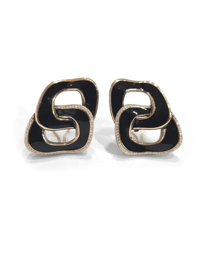 Anteo Magnifica Earrings in Titanium and Gold with Diamonds