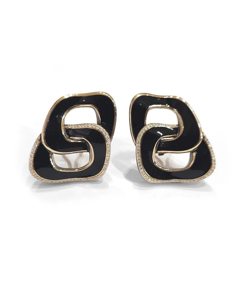 Anteo Magnifica Earrings in Titanium and Gold with Diamonds