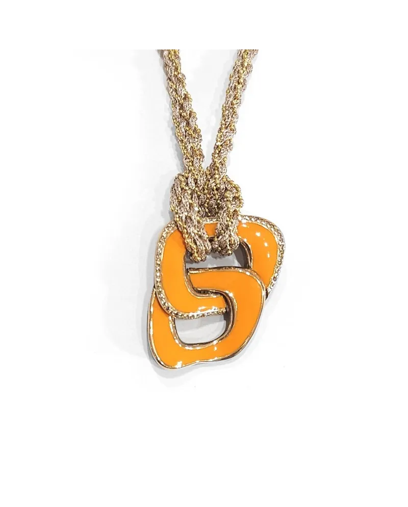Collana Anteo Magnifica Albicocca in Titanio e Oro con Diamanti Brown
