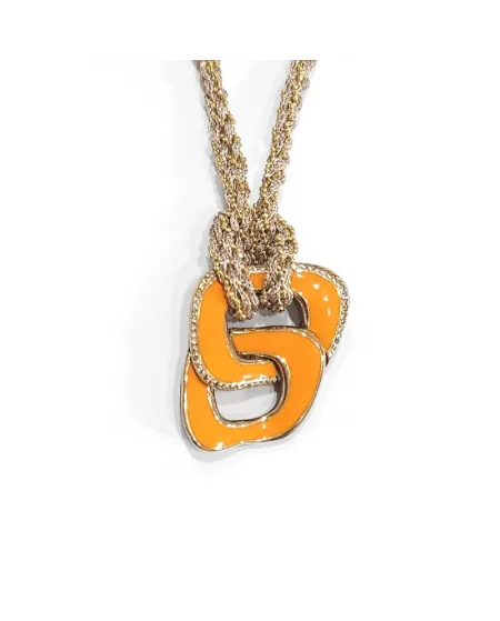 Anteo Magnificent Apricot Necklace in Titanium and Gold with Brown Diamonds