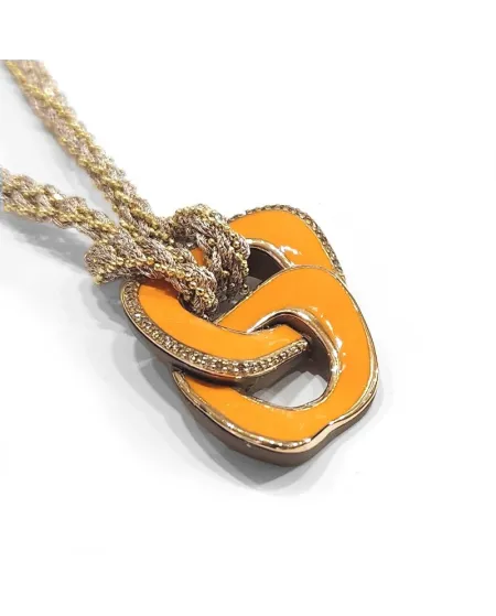 Anteo Magnificent Apricot Necklace in Titanium and Gold with Brown Diamonds