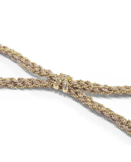 Collana Anteo Magnifica Albicocca in Titanio e Oro con Diamanti Brown
