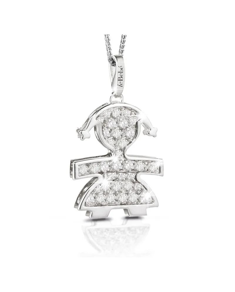Ciondolo Le Bebe Femminuccia Oro Bianco In Pave Di Brillanti Con Catena In Oro Gioielleria Casella Ciondoli E Charms